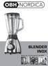 BLENDER INOX. Blender with 1.5 Litres glass jar- type 6646